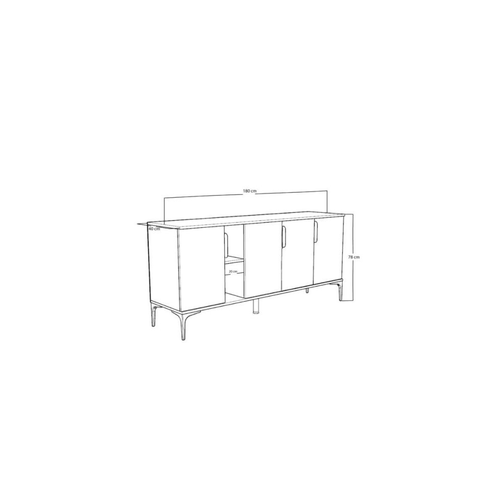 Buffet en Melamina Gris Blanco y Roble, 180x40x78 cm, Diseño Moderno y Duradero