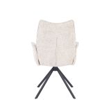 Juego de 2 Sillas con Brazos Tapizadas en Tela Beige y Patas en Acabado Negro, Mecanismo Giratorio 180º-  Medidas 63x62x93 cm