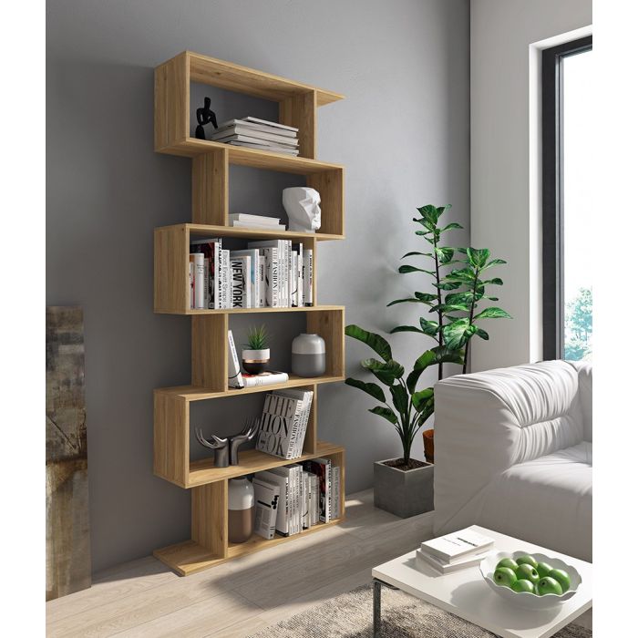 Meyvaser - Estantería Alta Salón, Libreria, Color Mauvella, Medidas: 191 cm (Alto) x 80 cm (Ancho) x 24,6 cm (Fondo