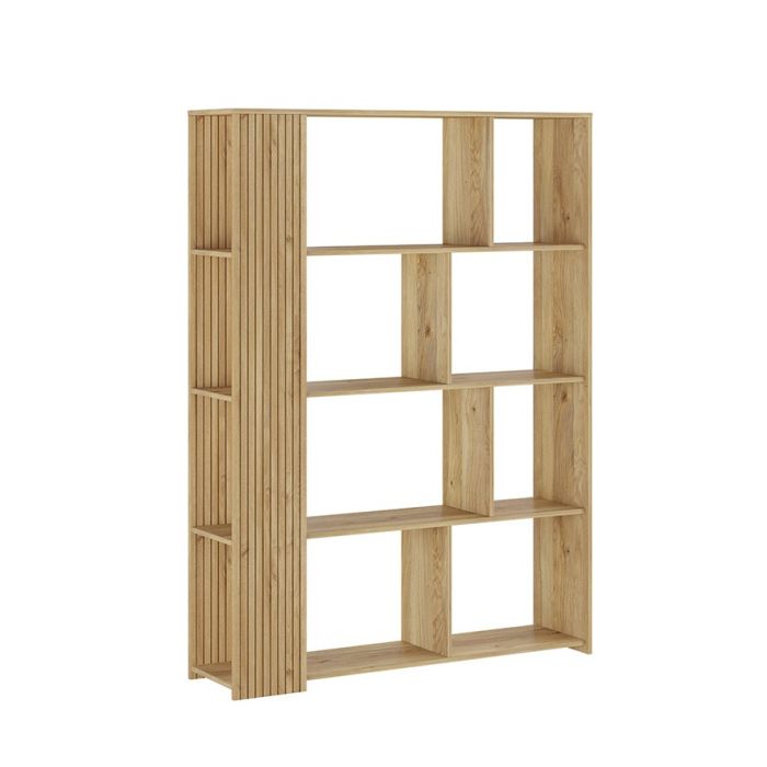 Estantería Decorativa, Librería, Separador Ambientes, Acabado en Mauvella-rayas, 174 cm (Al) x 129 cm (Anc) x 32,8 cm (Fon)