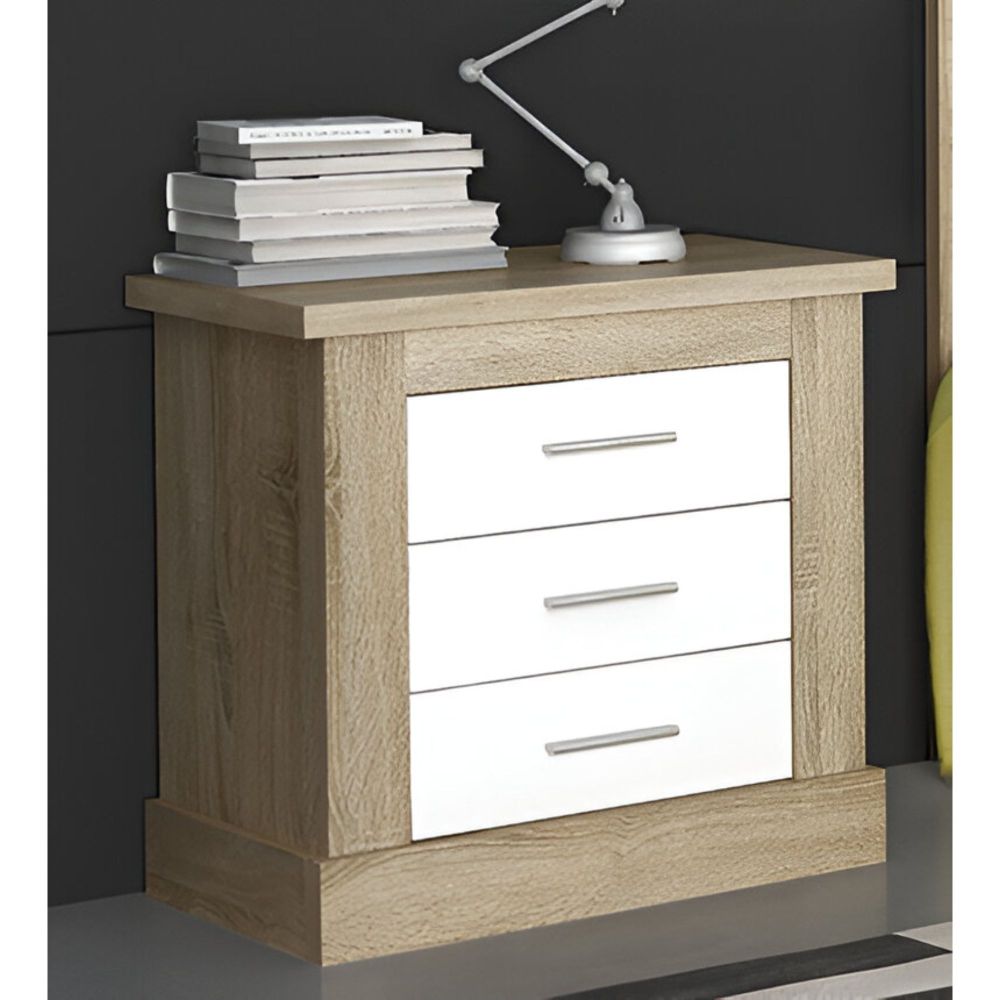 Pack Cabecero Nórdico de 160 x 120 cm + 2 Mesitas de Noche|Práctico y Elegante|Color Cambria y Blanco (para Cama de 135-140, 150