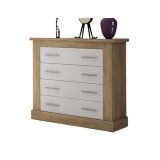 Pack de Dormitorio con Cabecero de 160 x 120 cm + 2 Mesitas de Noche + Cómoda | Color Cambria y Blanco