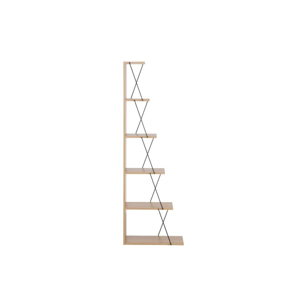 Estantería para Salón en Color Sonoma y Negro, 5 Niveles, 50x22x150 cm