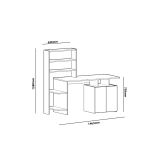Mesa de Despacho con Estantería y 2 Cajones, Gris-Beige-Blanco, 146x60x129 cm, Diseño Moderno para Oficina